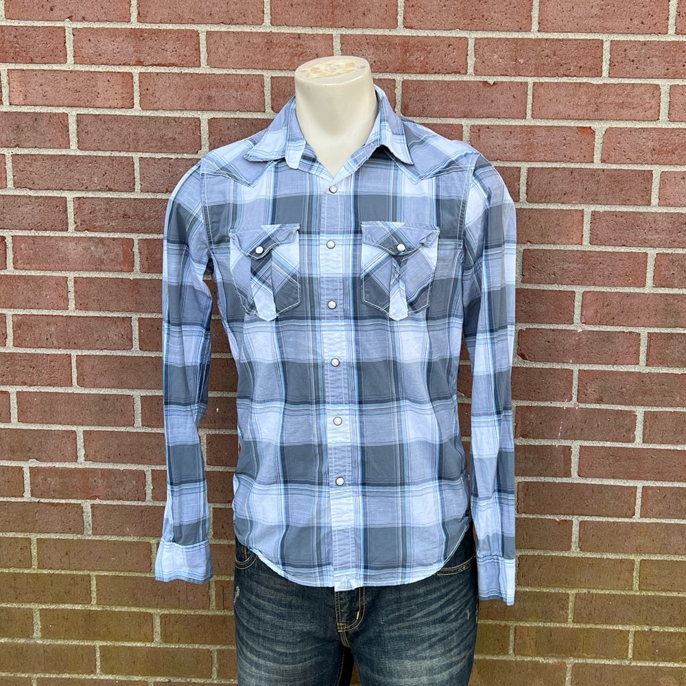 Men's American Eagle Long Sleeve Shirt Blue/ White Size S